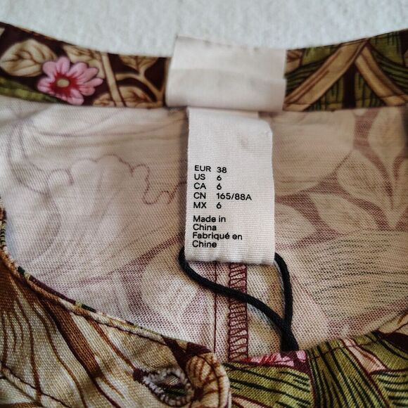 Morris & Co x H&M Womens Cottagecore Botanical Dress Size 6 Pimpernel Romantic - Picture 2 of 12